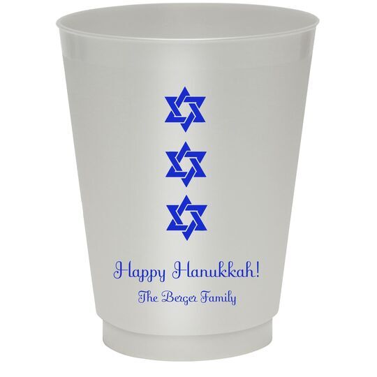 Star of David Row Colored Shatterproof Cups
