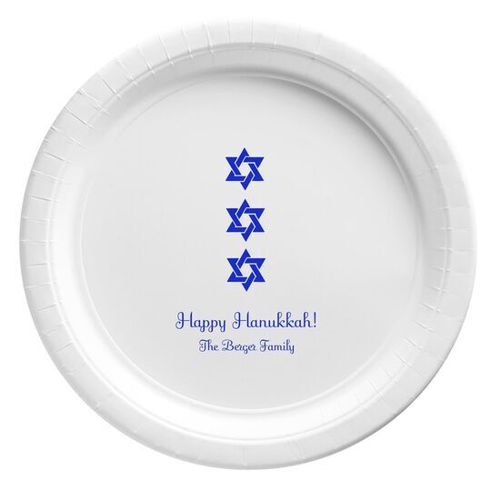 Star of David Row Paper Plates