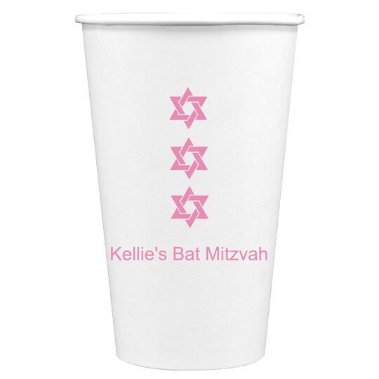 Star of David Row Paper Coffee Cups