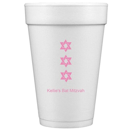 Star of David Row Styrofoam Cups