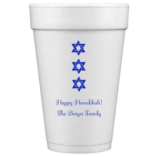 Star of David Row Styrofoam Cups