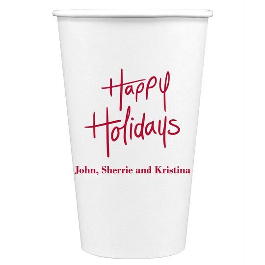 Fun Happy Holidays Paper Coffee Cups