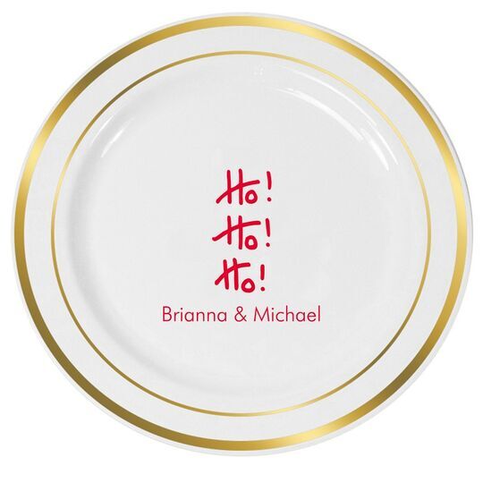 Fun Ho Ho Ho Premium Banded Plastic Plates