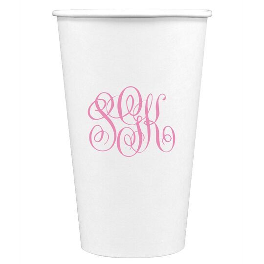 Interlocking Script Monogram Paper Coffee Cups