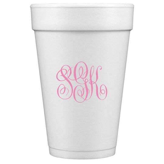 Interlocking Script Monogram Styrofoam Cups