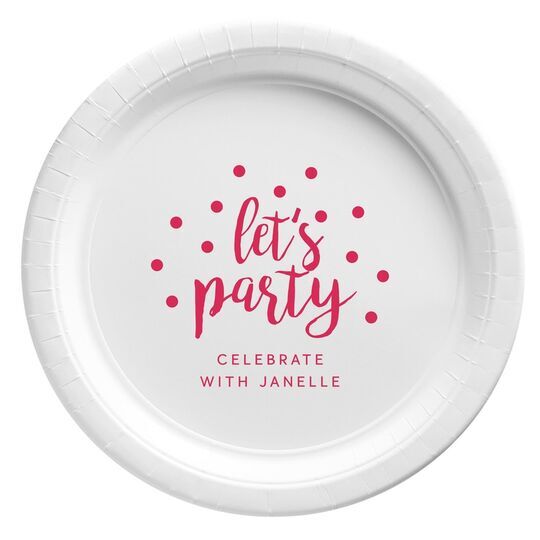 Confetti Dots Let's Party Paper Plates