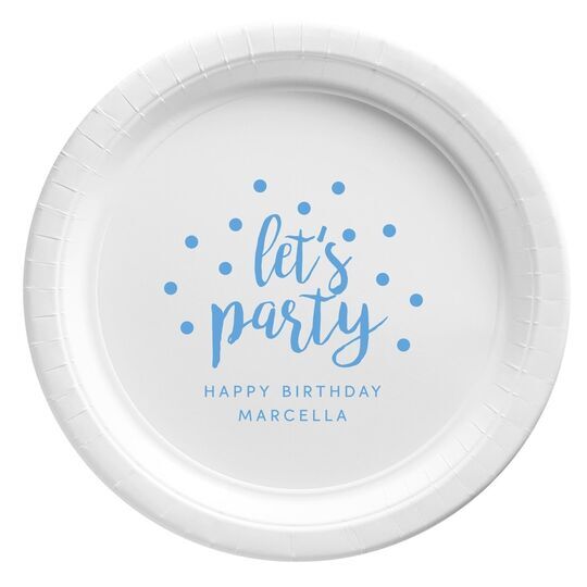 Confetti Dots Let's Party Paper Plates