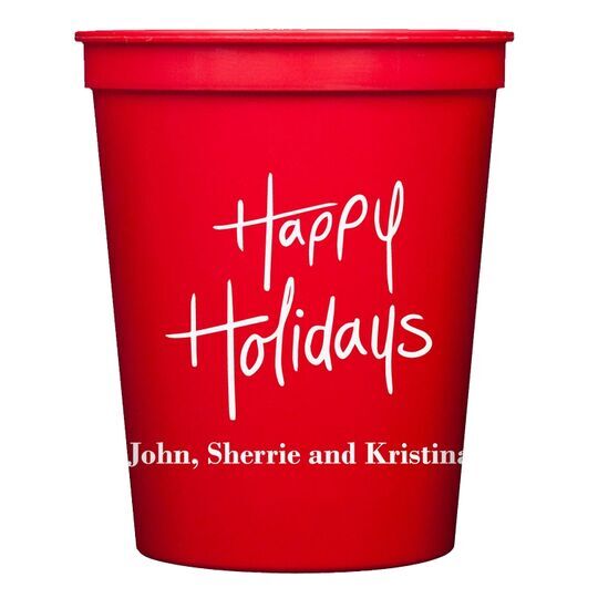 Fun Happy Holidays Stadium Cups