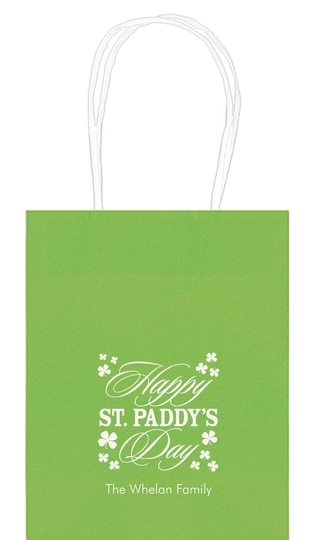 Happy St. Paddy's Day Clover Mini Twisted Handled Bags