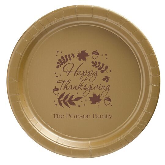 Happy Thanksgiving Autumn Paper Plates