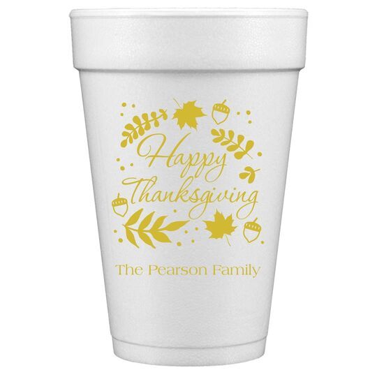 Happy Thanksgiving Autumn Styrofoam Cups