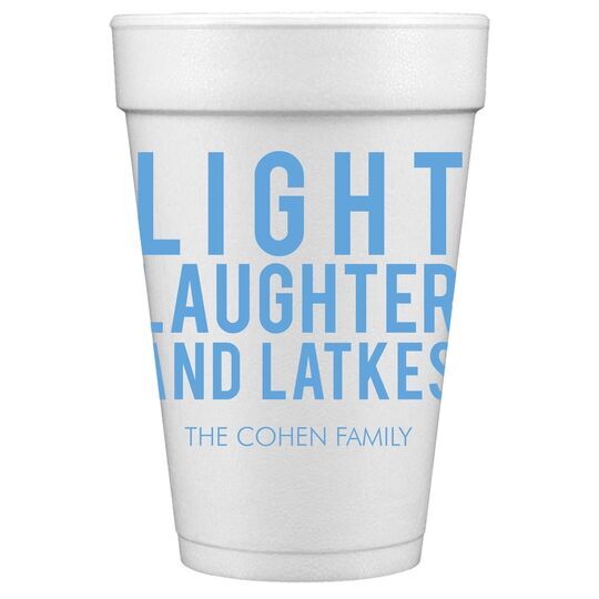 Light Laughter And Latkes Styrofoam Cups