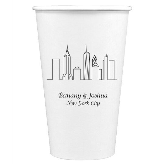 Personalized New York City Skyline Paper Coffee Cups