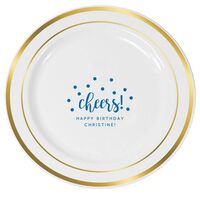 Confetti Dots Cheers Premium Banded Plastic Plates