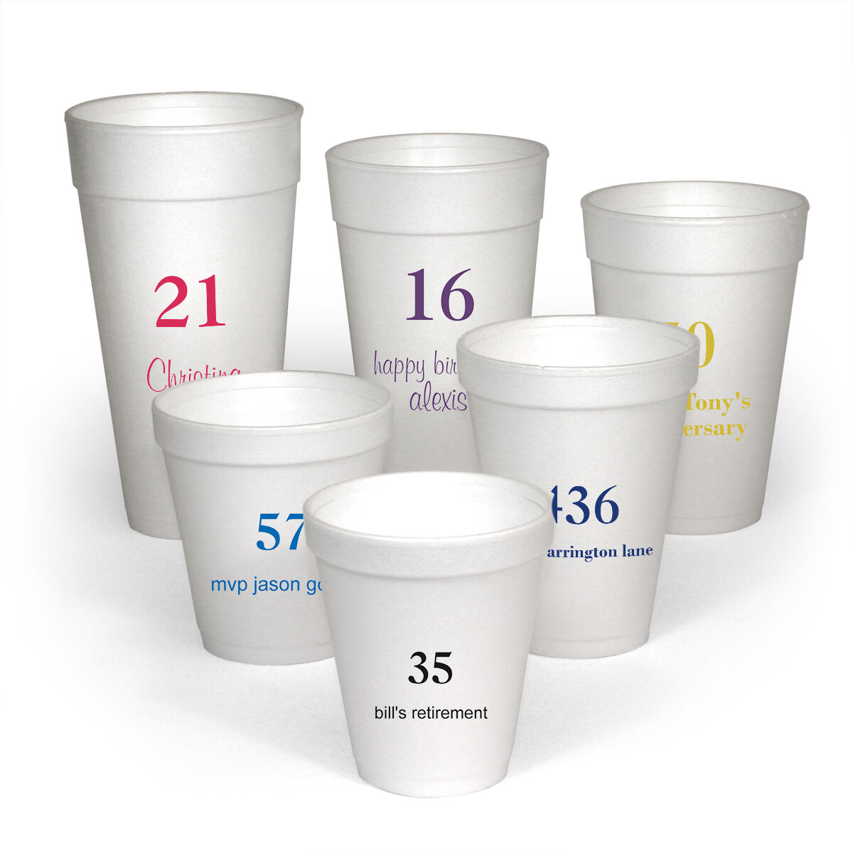 Personalized Design Your Own Big Number Styrofoam Cups