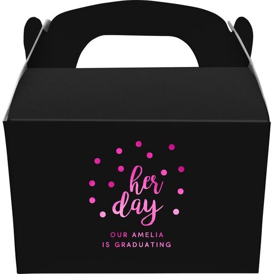 Confetti Dots Her Day Gable Favor Boxes