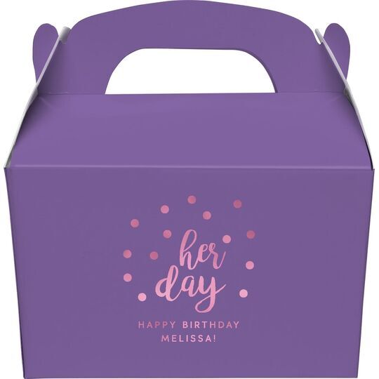Confetti Dots Her Day Gable Favor Boxes