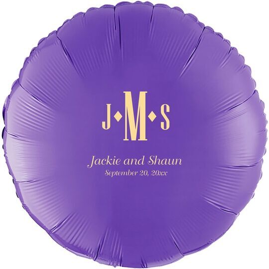 Condensed Monogram with Text Mylar Balloons