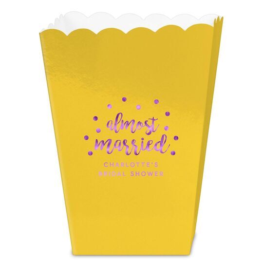 Confetti Dots Almost Married Mini Popcorn Boxes