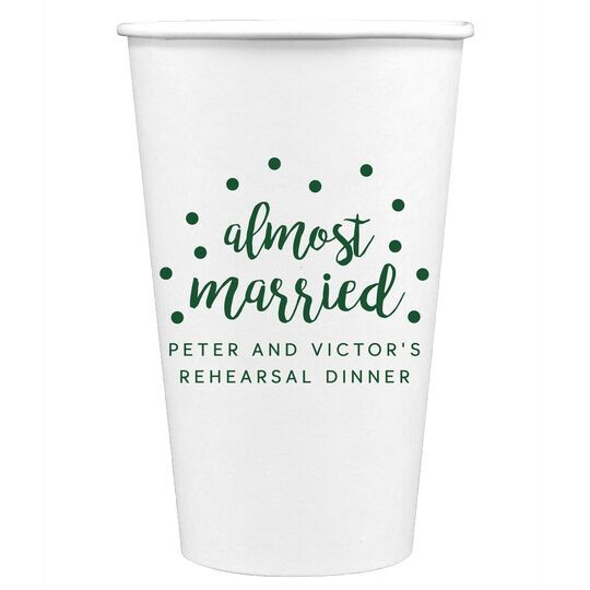 Confetti Dots Almost Married Paper Coffee Cups