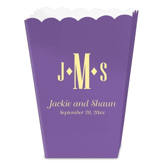 Condensed Monogram with Text Mini Popcorn Boxes