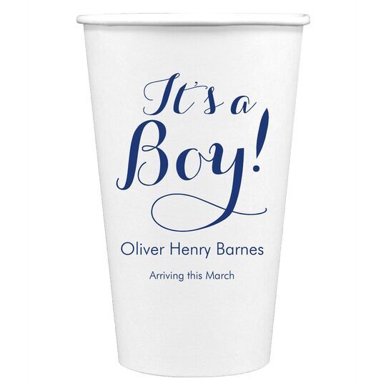 Elegant It's A Boy Paper Coffee Cups