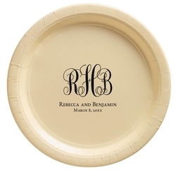 Fancy Script Monogram with Text Paper Plates