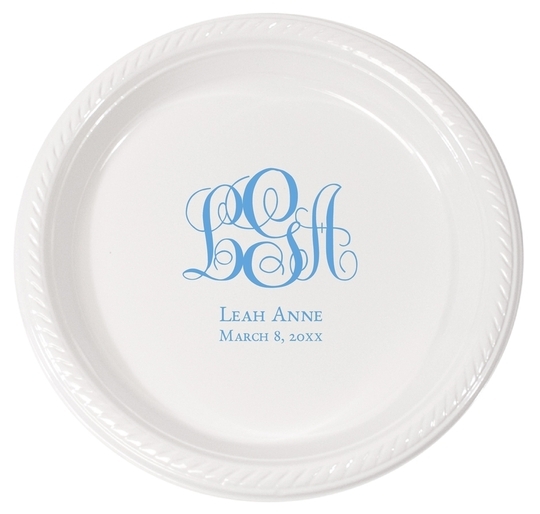 Fancy Script Monogram with Text Plastic Plates