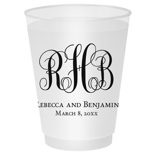 Fancy Script Monogram with Text Shatterproof Cups