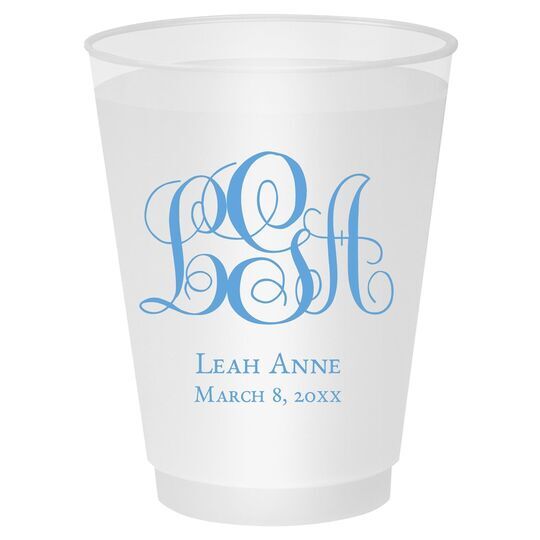 Fancy Script Monogram with Text Shatterproof Cups