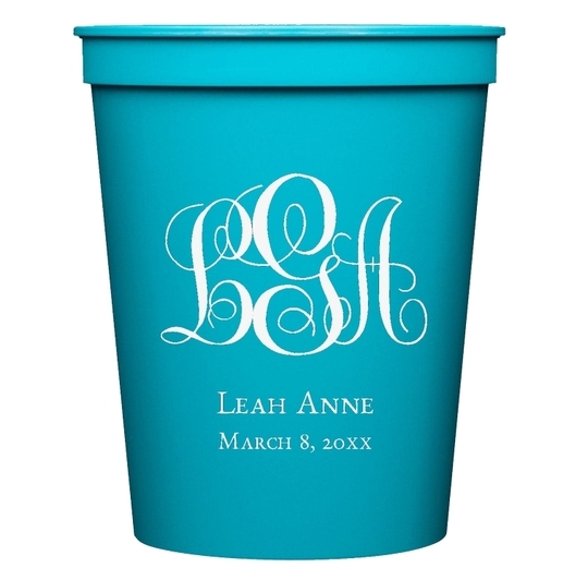 Fancy Script Monogram with Text Stadium Cups