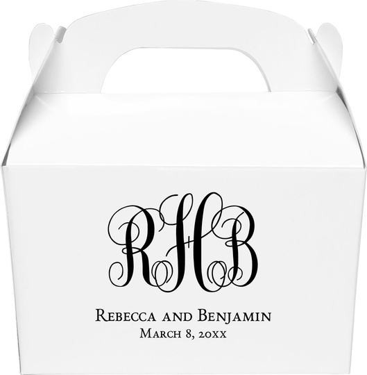 Fancy Script Monogram with Text Gable Favor Boxes