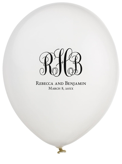 Fancy Script Monogram with Text Latex Balloons