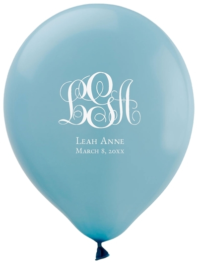 Fancy Script Monogram with Text Latex Balloons