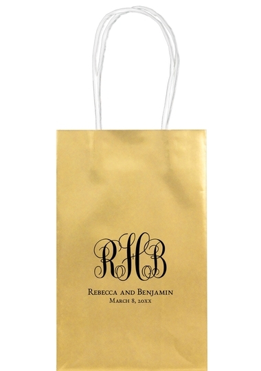 Fancy Script Monogram with Text Medium Twisted Handled Bags