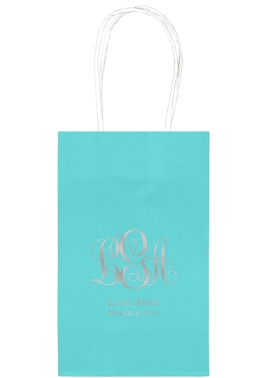 Fancy Script Monogram with Text Medium Twisted Handled Bags