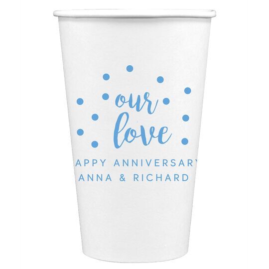 Confetti Dots Our Love Paper Coffee Cups