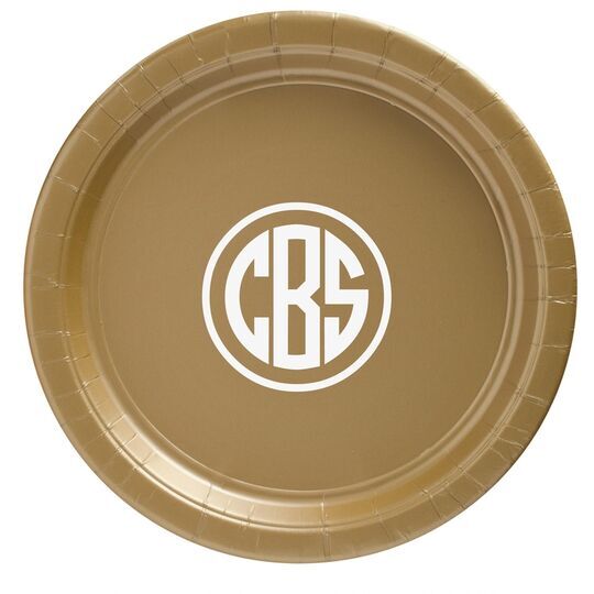 Framed Rounded Monogram Paper Plates