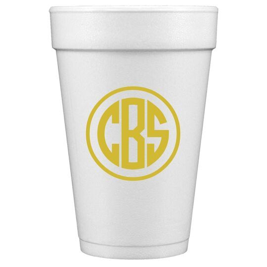 Framed Rounded Monogram Styrofoam Cups
