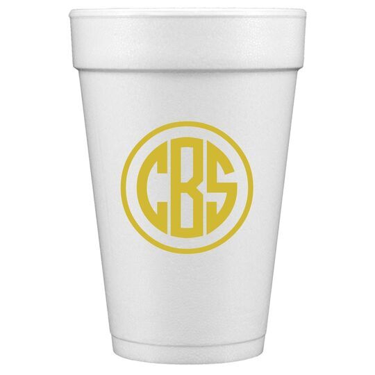 Framed Rounded Monogram Styrofoam Cups