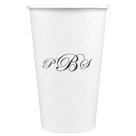 Elegant Script Monogram Paper Coffee Cups