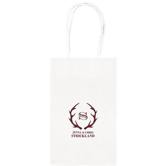 Large Initial Antlers Medium Twisted Handled Bags