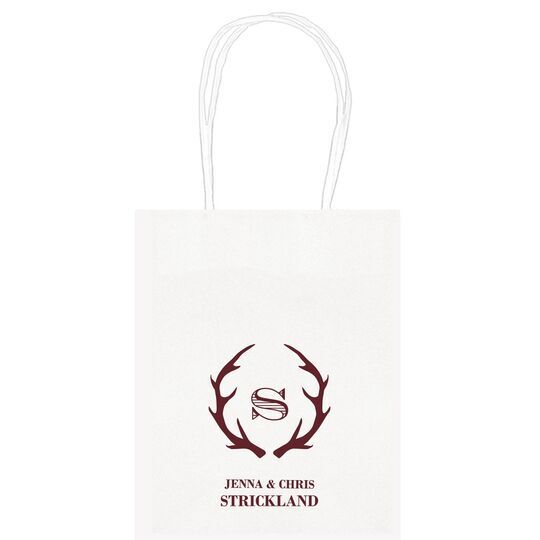 Large Initial Antlers Mini Twisted Handled Bags