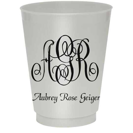 Large Script Monogram with Text Colored Shatterproof Cups