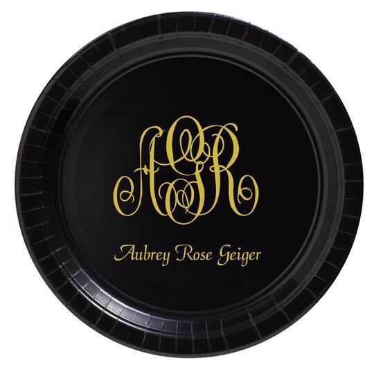 Large Script Monogram with Text Paper Plates