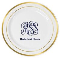 Large Script Monogram with Text Premium Banded Plastic Plates