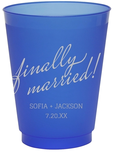 Expressive Script Finally Married Colored Shatterproof Cups