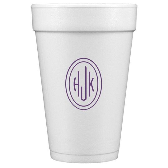 Outline Shaped Oval Monogram Styrofoam Cups