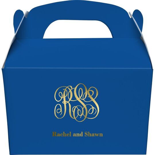 Large Script Monogram with Text Gable Favor Boxes