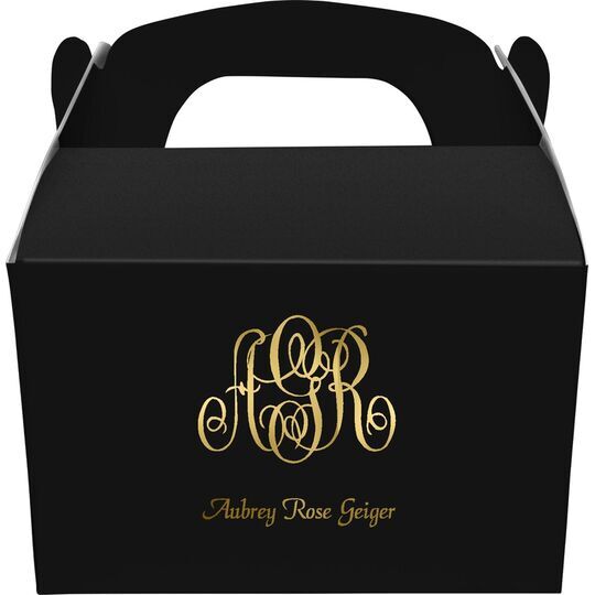 Large Script Monogram with Text Gable Favor Boxes